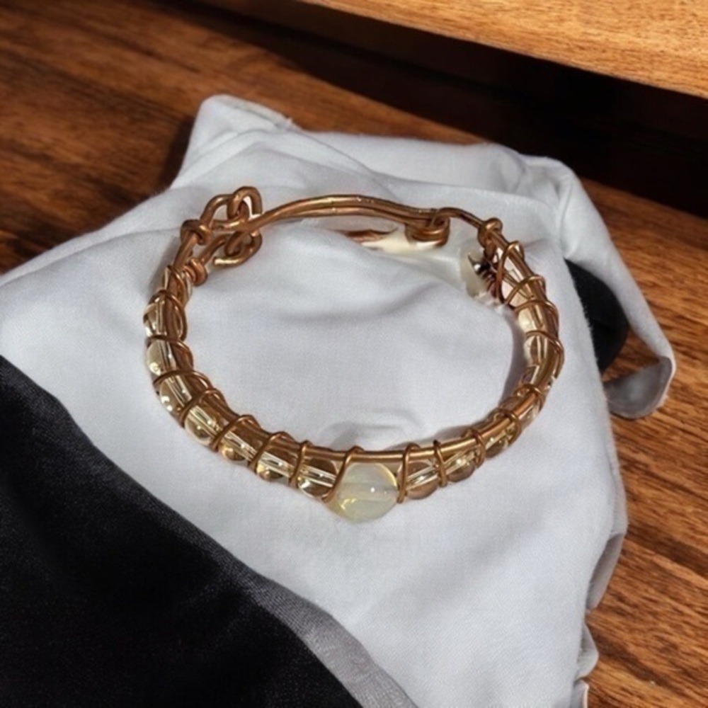 🫶🏻 Girls Czech Glass Copper Wrap Bracelet